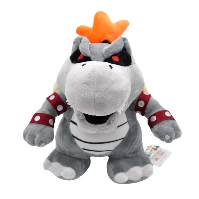 Koopa Plush Toy, Soft Stuffed Animal Toys Standing Dragon Koopa Bowser Plush Doll Plushies 25cm (Grey)