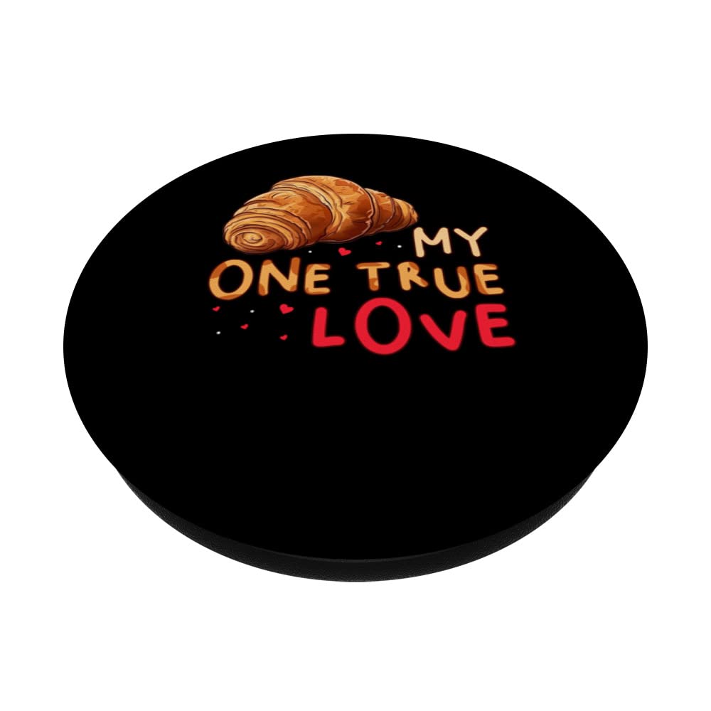 My One True Love Pastry Lover Funny Croissant PopSockets Swappable PopGrip, Black - Image 2