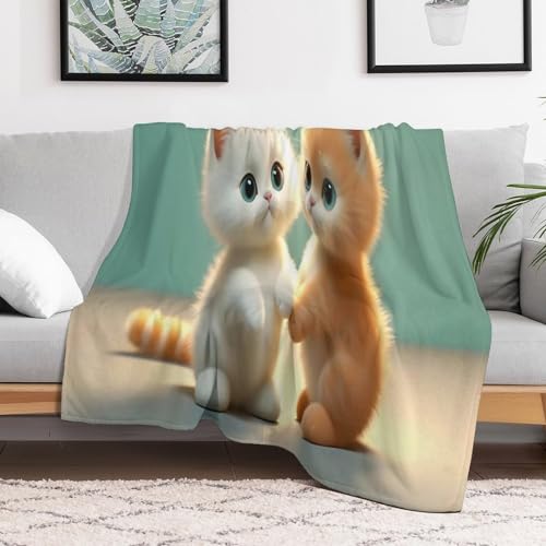 Plaid canapé taille 130x180 cm en couverture polaire chat mignon