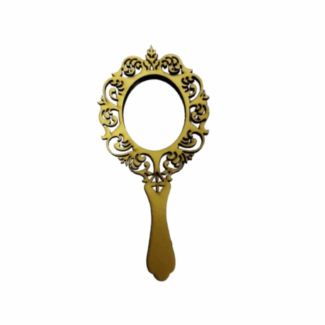 Artician Gifts Vintage Handheld Oval Mirror for Kids Decorative Princess Style Vanity Mirror for Girls Lightweight MDF Craft Cutout with Elegant Golden Finish Ideal for Dress-Up, DIY & Gifting (1 Pc)-picture-17