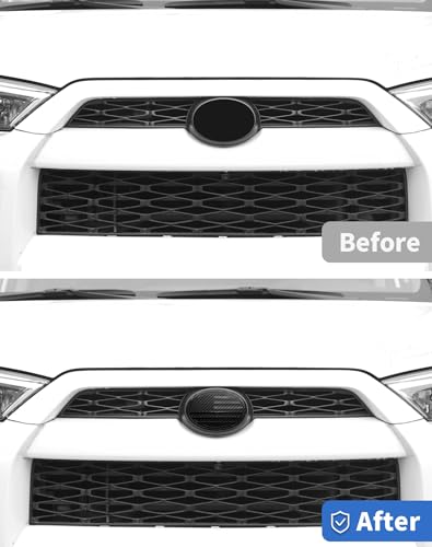 Image of for Toyota Grill Emblem Front Grille Badge Emblem Logo Cover Trim Fit for Toyota Series, for Camry, RAV4, Corolla, Tacoma, Highlander, 4Runner Series, 6x4.2 inches, Carbon Fiber