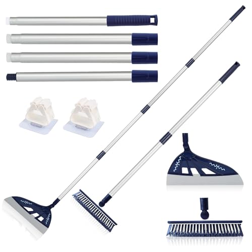 Image of Magic Air Silicone Broom Sweeper, Multifunction Silicone Broom, Household Squeegee for Floor Cleaning, Bathroom, pet Hair, Blue Dog Brush Set (Blue)