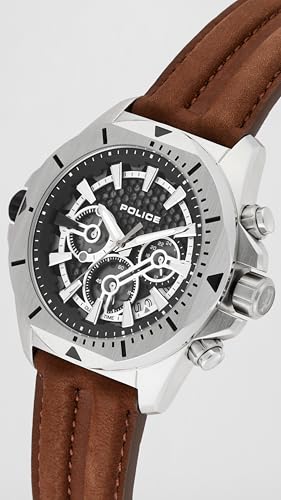 Image of Police Green Dial Multifunction Leather Strap Watch for Men