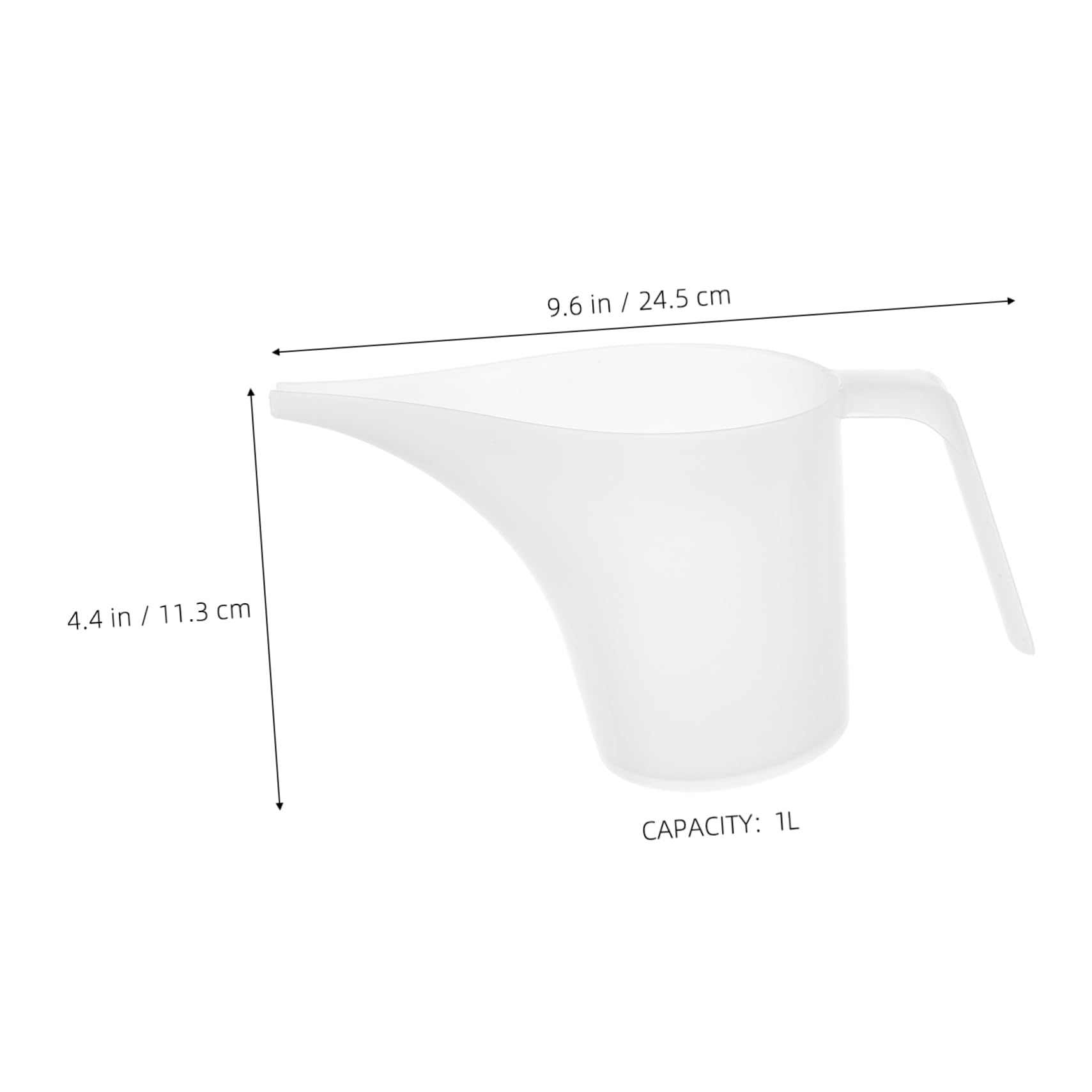Cabilock Accurate Graduated Funnel Pitchers 4-pack 1l Long Spout Measuring Cups for Baking and Gardening