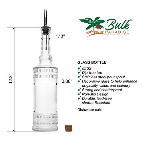 Large Clear Decorative Glass Bottle with Spout and Cork, 32oz, 1 Bottle - Design: EPLI (3in X 11.9in) - Thumbnail 2