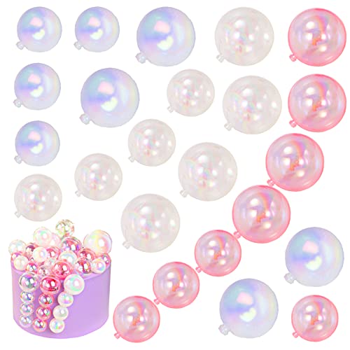 24 PCS Balls Cake Toppers Bubble Mini Balloon Topper Pearl Insert Cupcake DIY Decoration for Wedding Anniversary Graduation Birthday Party Baby Shower