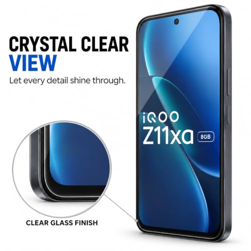 Image of FIRST MART Tempered Glass Screen Protector for iQOO Z11xa - Full-Glue Screen Guard, 3D Edge to Edge, HD Clear, Bubble-Free, Case-Friendly, Black, Pack of 2