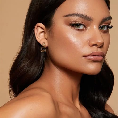 Small Brown Crystal Dangle Earrings for Women – Hypoallergenic Amber Drops, Lightweight Geometric Earrings for Sensitive Ears, Fashion Jewelry Gift for Birthday and Holidays4