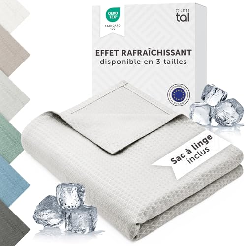 Blumtal Couverture rafraichissante 150x200 cm - Plaid certifiée Oeko-TEX en Fibre de Bambou - Couette ete Auto-rafraîchissante - Couette canapé Respirante - Couverture de qualité Premium - en Gris