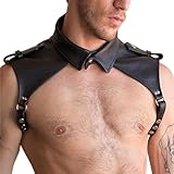 WRWMSLGO Men's Body Chest Harness Belt, Adjustable Faux Patent Leather Neck Collar Shoulder Body Chest Harness Bondage Strap Belt for Men Gay, Cosplay Costume Masquerade Party Club Fetish Clubwear