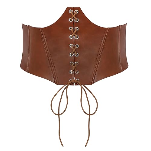 SUOSDEY Lace-up Cinch Bustiers Corset Belt for Women, Elastic Tie Waspie Wide Costume Waist Belt for Renaissance Halloween