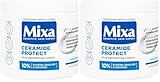 Mixa Crema Corporal Ceramide Protect para pieles muy secas con 10% de [Glicerina + Escualeno + Ceramidas]. Hidrata, fortalece y protege la barrera cutánea. 400 ml. (Paquete de 2)