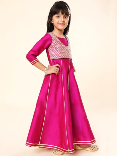Image of A.T.U.N. (ALL THINGS UBER NICE) Girls Woven Design Gota Jacket Maxi Anarkali Gown