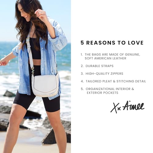 Image of Aimee Kestenberg All For Love Saddle Crossbody Bag for Women - Leather Crossbody Purse - Adjustable & Removable Strap