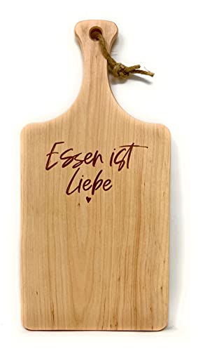 Schneidebrett / Dekobrett aus Erle Holz 37x18 cm mit Gravur (Essen ist Liebe) Cover