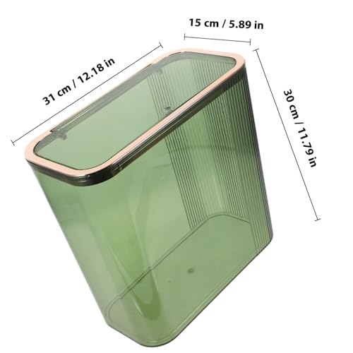 Caneca de basura con tapa abatible para hogar, verde miniatura 2
