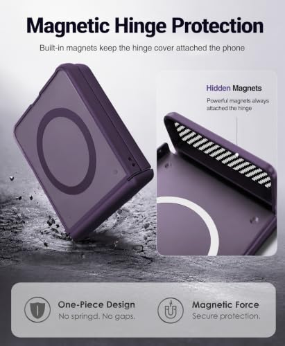 Image of STORMTAL for Samsung Galaxy Z Flip 8 Case with Privacy Screen Protector, [Compatible with Magsafe], [Full Body Hinge Protection], Magnetic Slim Case for Z Flip 8 Case Purple
