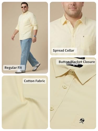 Image of Thomas Scott Men's Plus Size Cotton Casual Shirt | Regular Fit | Long Sleeves | Spread Collar | Solid | Soft & Breathable | Everyday Comfort Shirt for Men