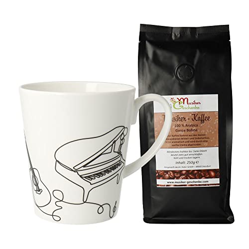 Set de regalo para músicos - Taza lineal y café (con café musical entero de grano) Cover