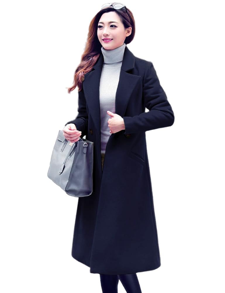IDEALSANXUN Long Wool Coats for Women Fall Winter Coats Wool Jacket Peacoat