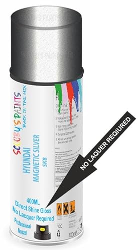 SCOOBYS PAINTS BACK IN THE MIX Direct Gloss Aerosol Spray Paint For Hyundai Magnetic Silver Code: Sk8 No Lacquer Required