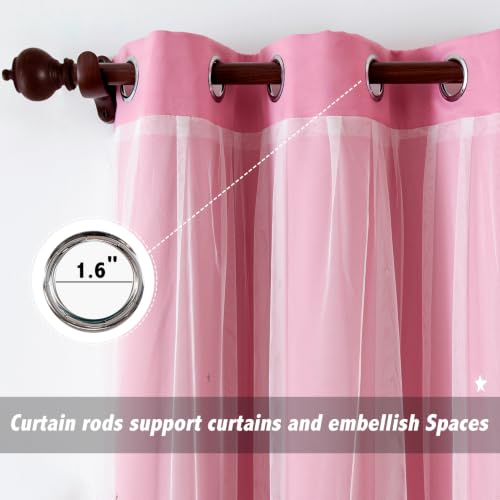 Image of indistar Star Cutout Kids Window Blackout Curtains for Girl Bedroom Window Room Darkening Curtains & Drapes Baby Nursery Curtains (2 Panel,35Wx80L inch,Pink)