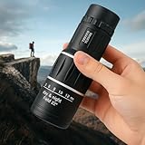 ハイパワー単眼鏡 12x52 - HD BAK4プリズム 防水 男女兼用 ハンティング ハイキング 旅行用 (ブラック)