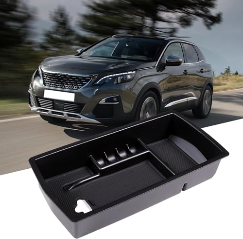 LLKUANG Car Central Armrest Storage Box Center Console Organizer Storage Box Container Holder Tray for Peugeot 3008 GT 2016-2021