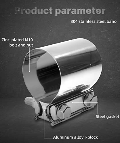 Aociska YTQXS003 2 Packs Exhaust Clamp,2.0 Inch 2.25 Inch 2.5 Inch 3.0 Inch Stainless Steel Joint Exhaust Pipe Muffler Clamp Band Butt Joint Band Clamp Sleeve Coupler,Used thumb #3