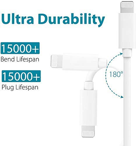 GlobaLink Cable USB C a Lightning, Paquete de 3 Cables USB Tipo C a Lightning de 2M (MFi Certificado) de Carga Rápida Compatible con iPhone 12 Mini /12/11 Pro MAX/SE 2020/XR/8, iPad 10.5/ Air3-blanco