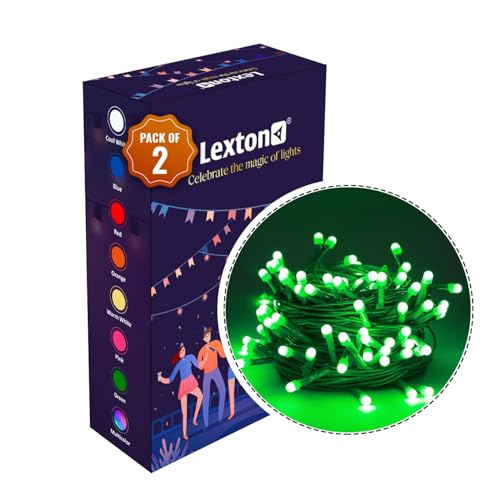 Image of Lexton 40 LED Power Pixel Serial String /Fairy Light | Plug Sourced | Suitable for Home & Outdoor Decoration, Diwali, Christmas, Ramadan, Wedding, Party, Festival (Pack of 2, Green)