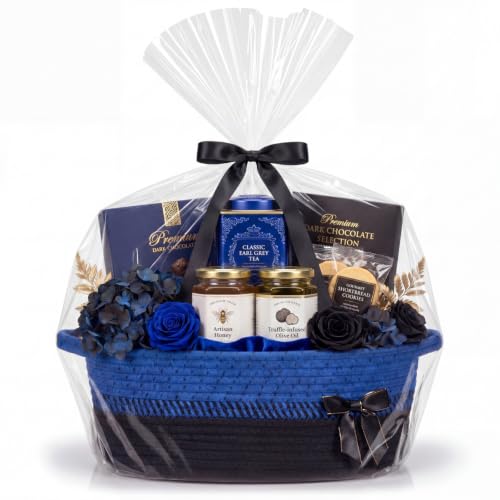 Colingmill Woven Baskets for Gifts Empty, Blue Black