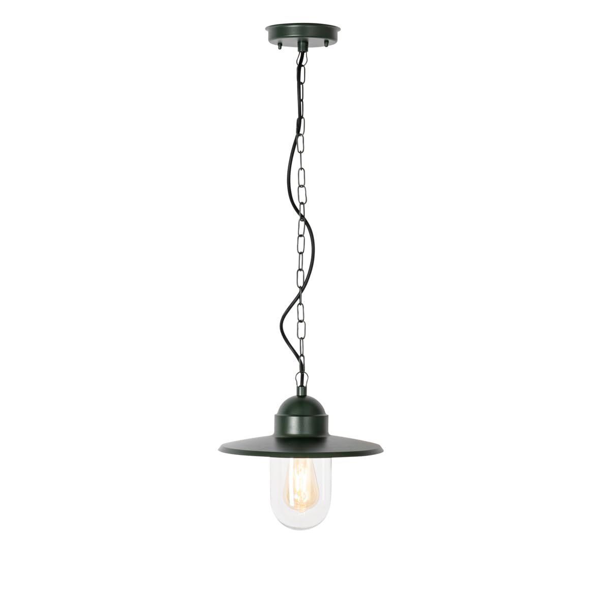 Qazqa - Nowoczesna zewnętrzna lampa wisząca ciemnozielona IP44 - Kansas - E27 | 1 światło - Stal - Odpowiednie dla Oświetlenie zewnętrzne