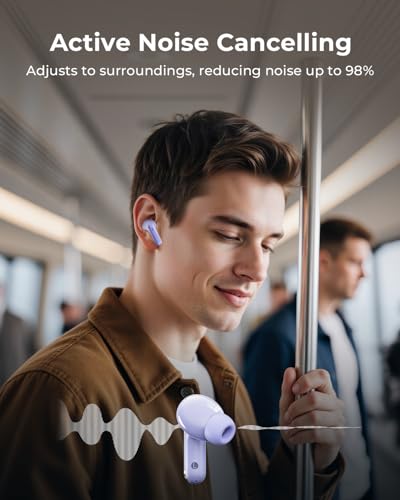 Image of Wireless Earbuds with Smart Touchscreen Case, Bluetooth 6.0 Ear Buds with AI Noise Cancelling Calls, 40H Playtime Stereo Headphones, IPX7 Waterproof Earbuds for Workout, Travel, iPhone,Android,Purple