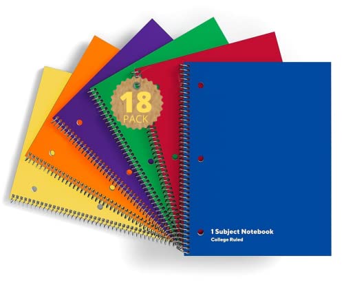 1InTheOffice Notizbuch mit Spiralbindung, breit, liniert, 20,3 x 28,9 cm, Spiralbindung, breit, liniert, 70 Blatt, 18 Stück Cover