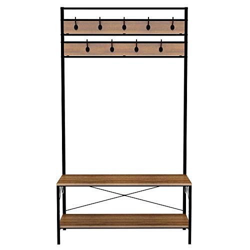 Yaheetech Coat Rack with 2-Tier Storage Shelves Garment Coat Hat Rack Hanger
