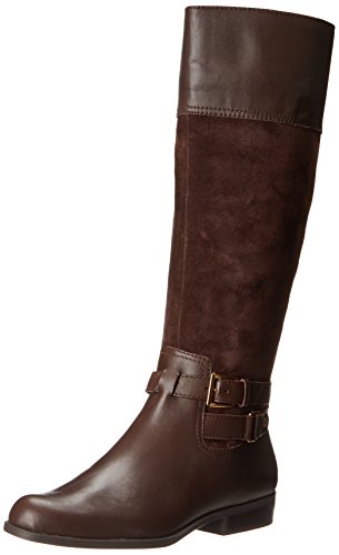 AK Anne Klein Women's Coldfeet Wide Leather Riding Boot