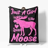 Moose Throw Blanket Soft Warm Cozy Animal Blankets Fuzzy Plush Fleece Just A Girl Who Loves Moose Blanket Gifts for Couch Bed Sofa Home Decor 40''X50''
