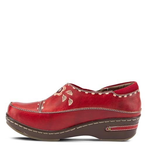 Image of Spring Step L'artiste Burbank Leather Clogs for Women | Designer Hand-Painted Slip-On Shoes | Ladies Casual Platform Clog