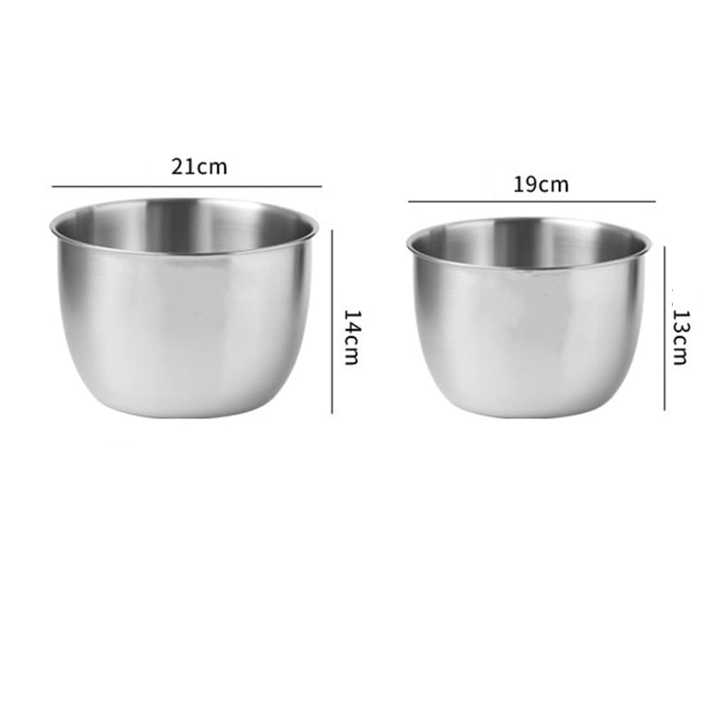 Cuenco de acero inoxidable para mezclar, ensalada 304 de acero inoxidable, diseño antivuelo, cuencos de metal de cocina para cocinar, hornear, marinar, ensalada de pan, 8.26 x 5.51 pulgadas