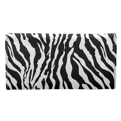 AFPANQZ Zebra Pattern Women's Wallets Large Capacity with RFID Protection Waterproof Leather Long Clutch Phone Holder Zip Pocket, Buckle Closure, Ladies Purse2