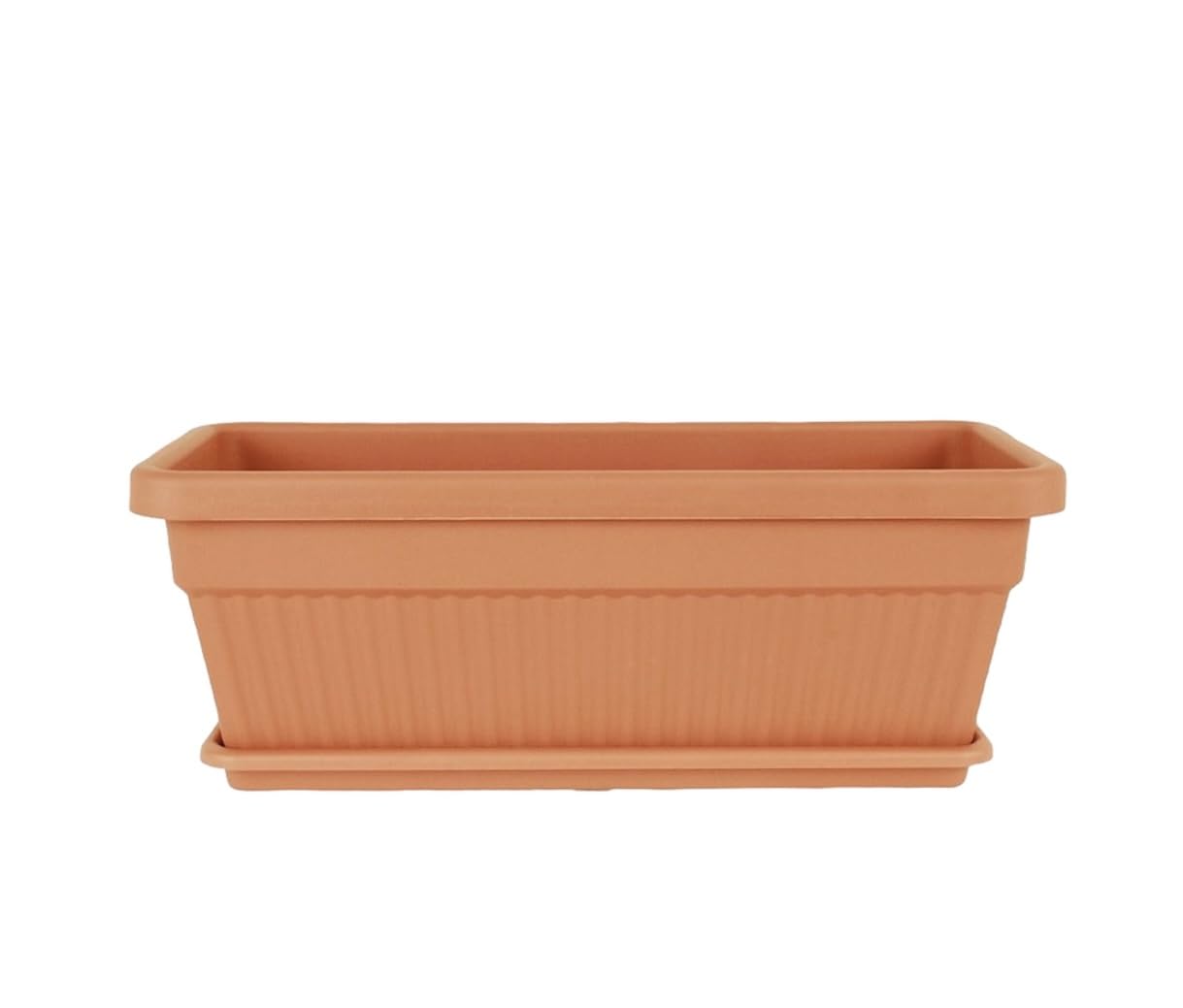 Tamersgifts Heavy Duty Windowsill Trough Window Box Plastic Plant Pots with Matching Saucer (Terracotta, L 75.5cm x W 31cm x H 28cm)
