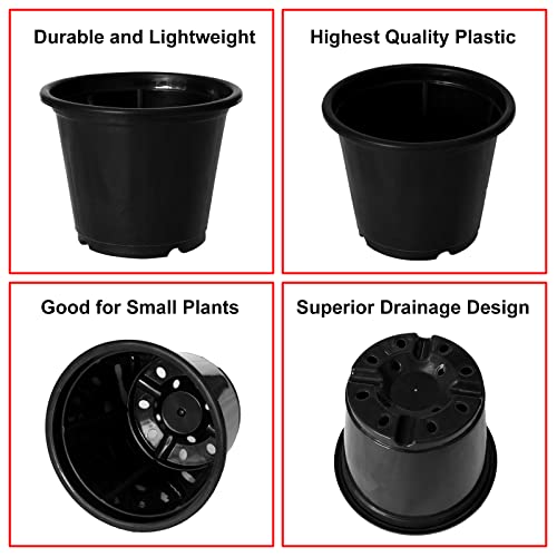 Image of Kuber Industries Durable Plastic Flower Pot|Gamla with Drain Holes for Indoor Home Decor & Outdoor Balcony,Garden,6 inchx5 inch,Pack of 10 (Black)
