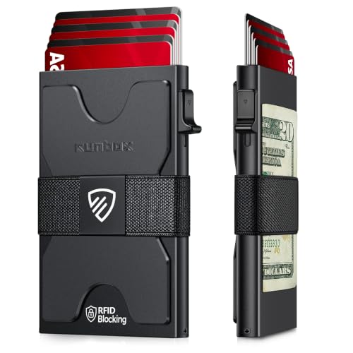RUNBOX Slim Card Holder Wallet for Men, Minimalist RFID Blocking Wallet with Pop-Up Function,...