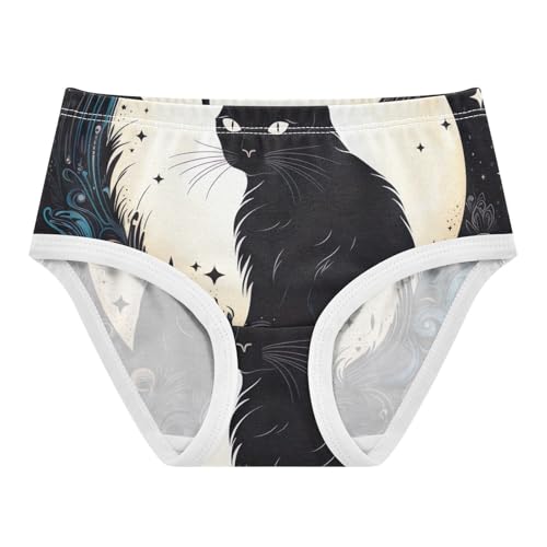 Cute Black Cat Kids Underwear, Toddler Briefs, Girls' Cotton Brief Underwear, 2–8 Years