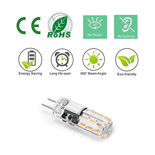 Gaormii G4 Led Bulb Jc Type Bi-Pin Base Bulb 1.5W Ac/Dc 12V 10W T3 Halogen Bulb Replacement For Landscape Lighting, Under Cabinet Puck Light, Chandeliers, Warm White 3000K, 10-Pack #TOP4