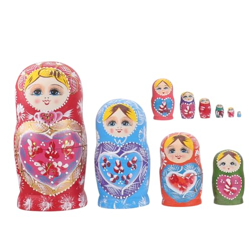 Kisangel 1 Sets Nesting Dolls Decor Layers Wooden Matryoshka for Home Craft Decoration Adorable Plaything with Delicate Design for Collectors