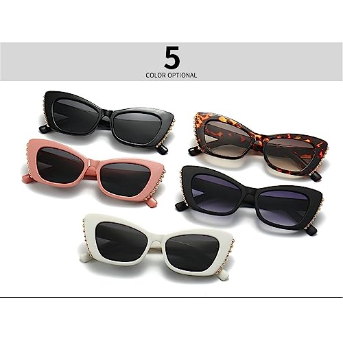 willochra Cat eye Pearl sunglasses Cute Trendy for Women Bling Fun Rhinestone Crystal Party Sun Shades uv400 F27 (white)4