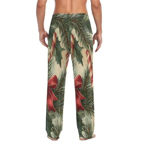 Men's Pajama Pants Christmas Tree Decor Print Sleep Pajama Lounge Pant with Pockets, Elastic Waistband2