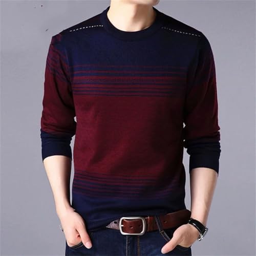 Men Gradient Long Sleeve Sweaters Round Neck Thin Knitting Printing Loose Elastic All-Match Tops4
